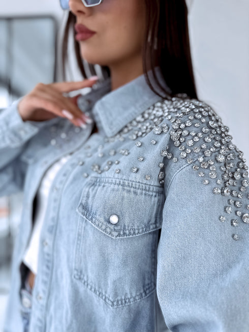 Denim shirt "LUX DIAMOND" D27 - LIGHT BLUE